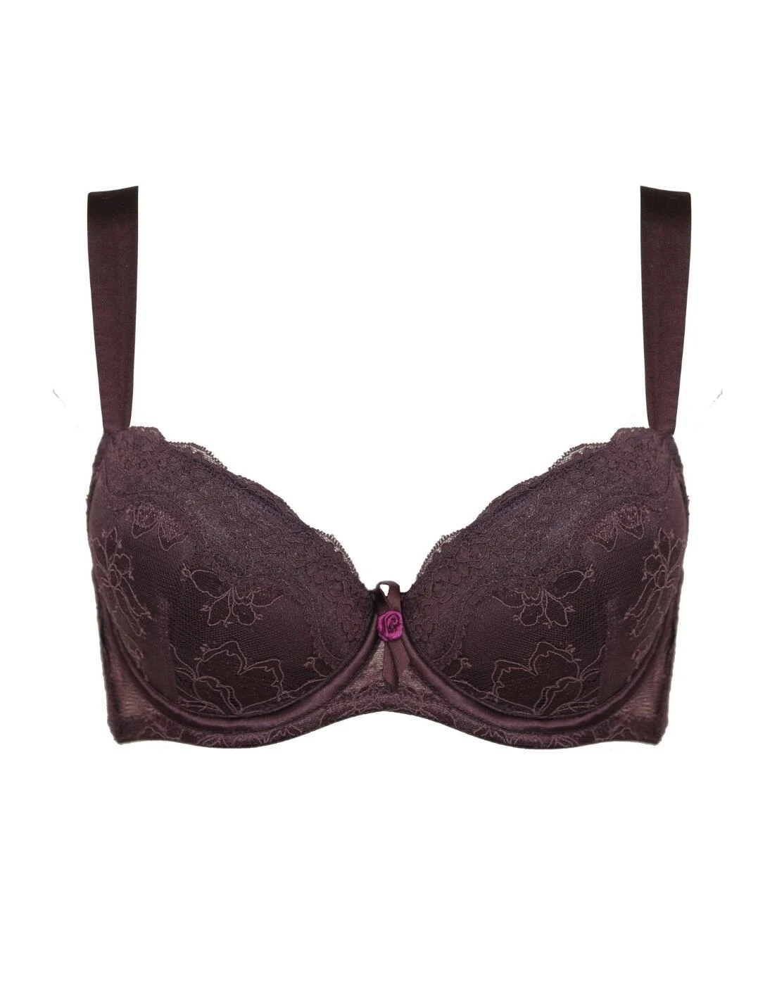 TL094 Tallulah Love Plum Kitten Padded Plunge Bra - TL094 Deep Plum