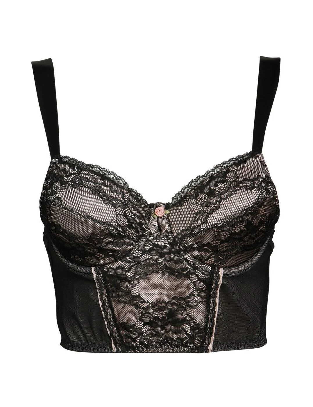 TL026 Tallulah Love Secret Seductress Longline Padded Bra - TL026 Black/Pink - Image 2