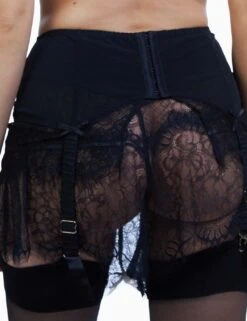 BPSB087 Playful Promises Bettie Page Doris Embroidered Suspender - BPSB087 Black