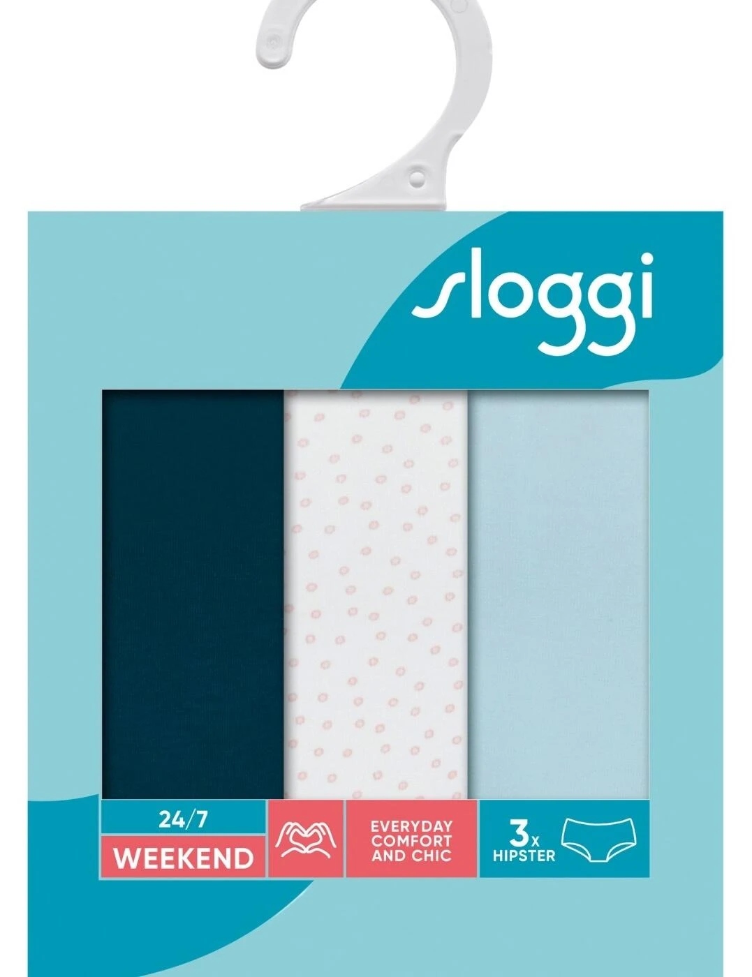 10198269/10198004 Sloggi 24/7 Weekend Hipster 3 Pack - 10198004 Turquoise/Light Combination - Image 3