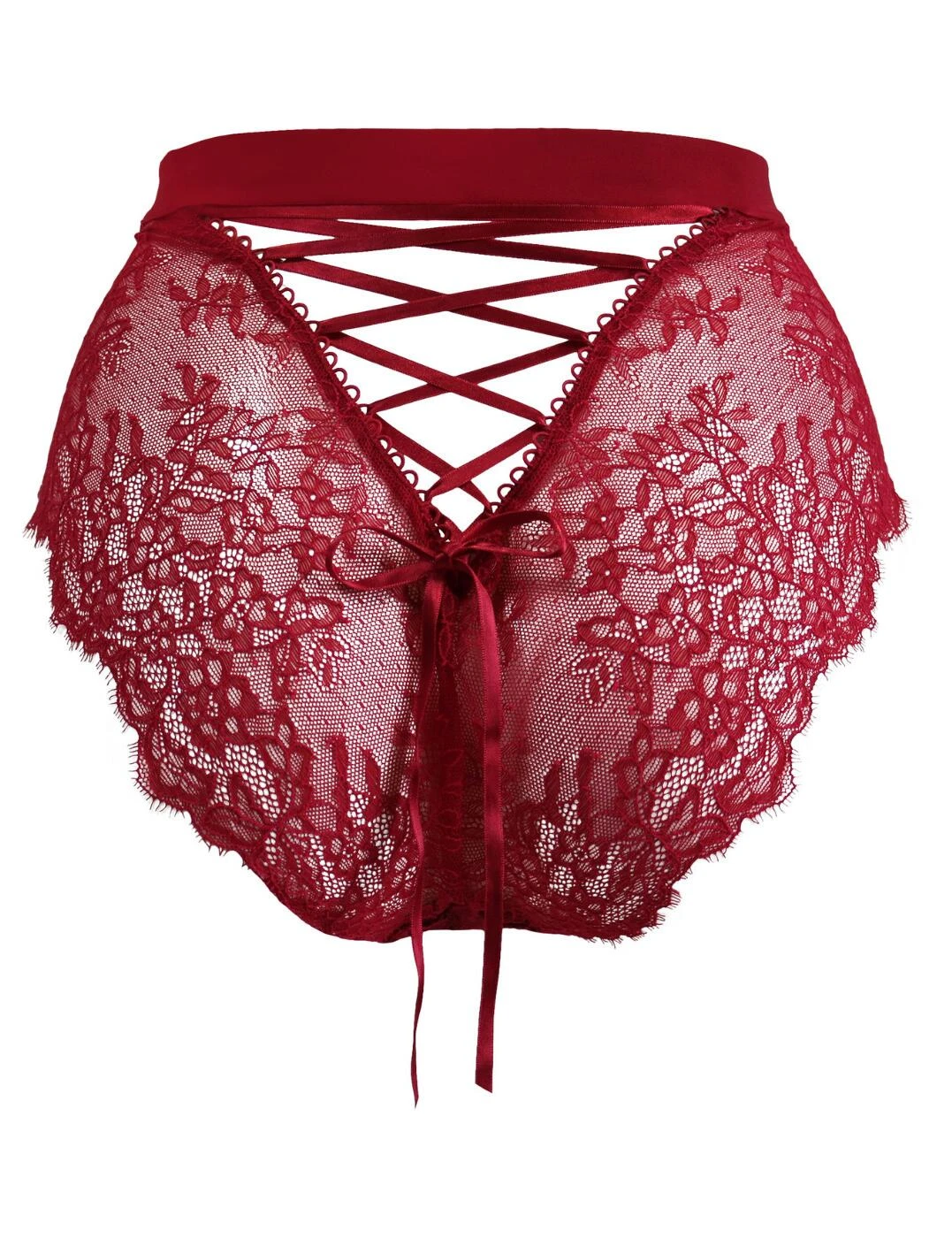 21703 Pour Moi Dark Romance Deep Lace Up Brief - 21703 Red/Black - Image 2