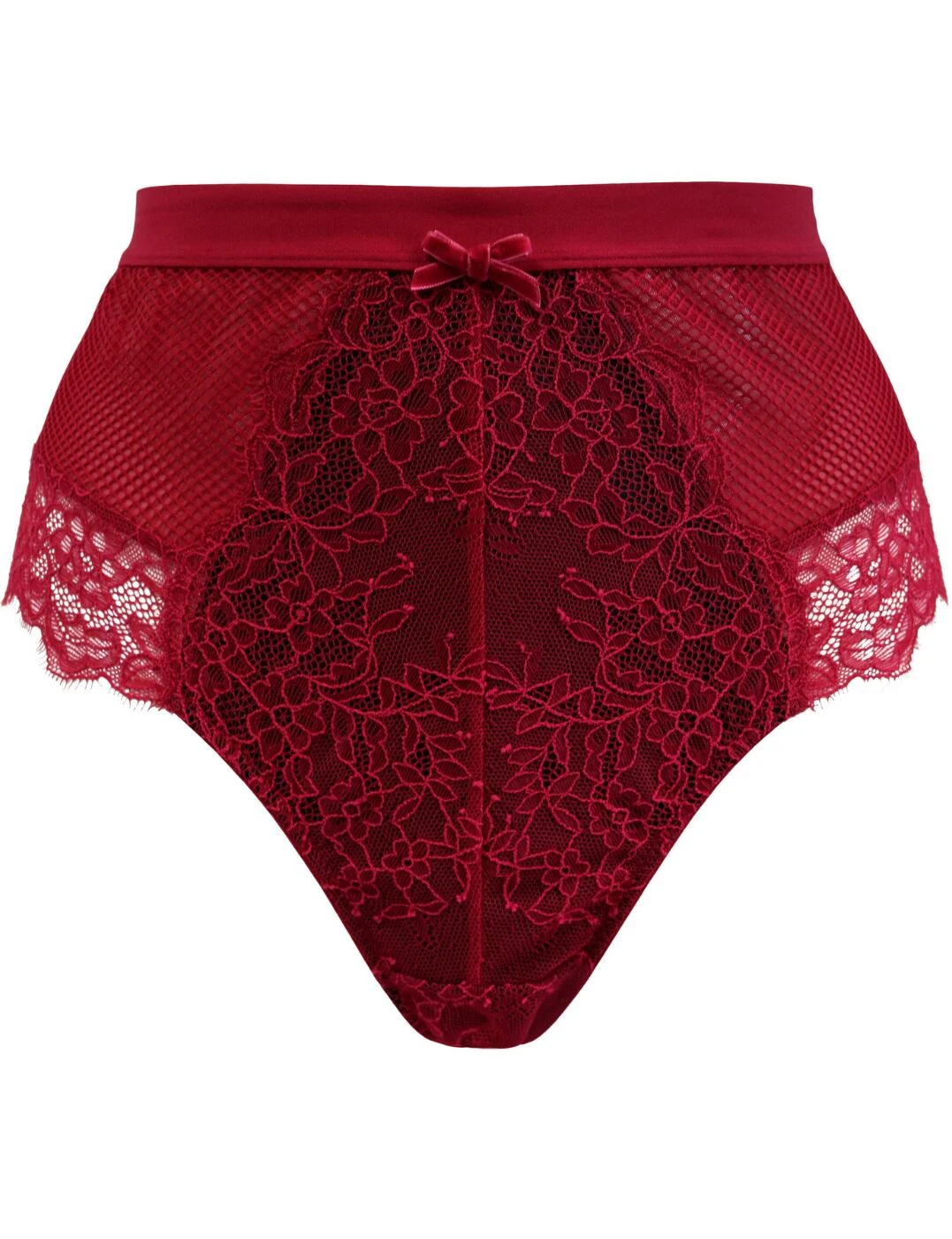 21703 Pour Moi Dark Romance Deep Lace Up Brief - 21703 Red/Black - Image 3