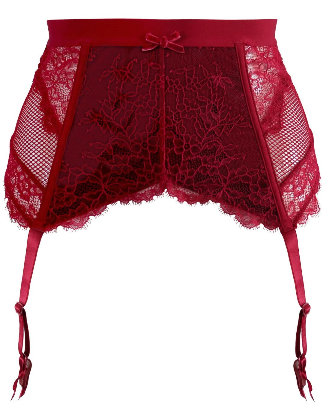 21707 Pour Moi Dark Romance Deep Suspender Belt - 21707 Red/Black