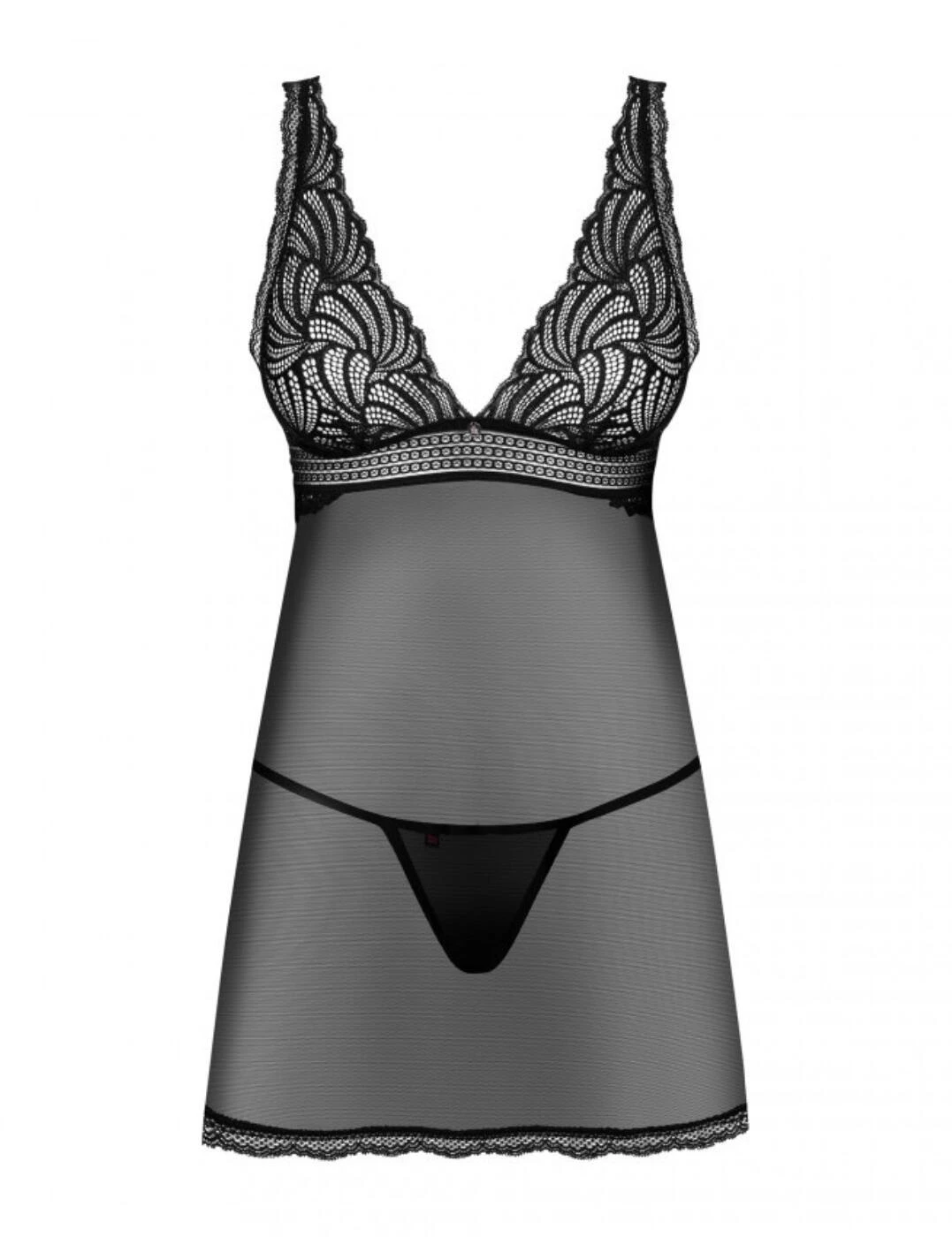 Obsessive Sweetia Babydoll And Thong Set - Black - Image 2