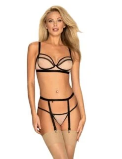 Obsessive Nudelia 3 Piece Lingerie Set - Nude