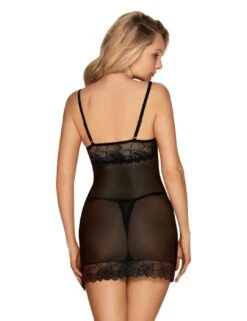 Obsessive Wonderia Chemise And Thong Set - Black