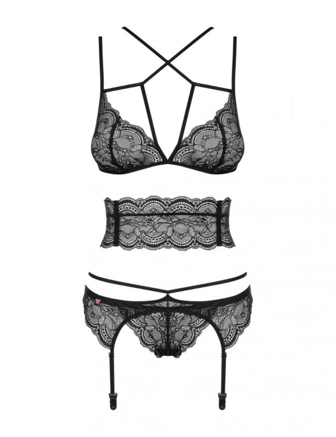 Obsessive Frivolla 4 Piece Lingerie Set - Black - Image 2