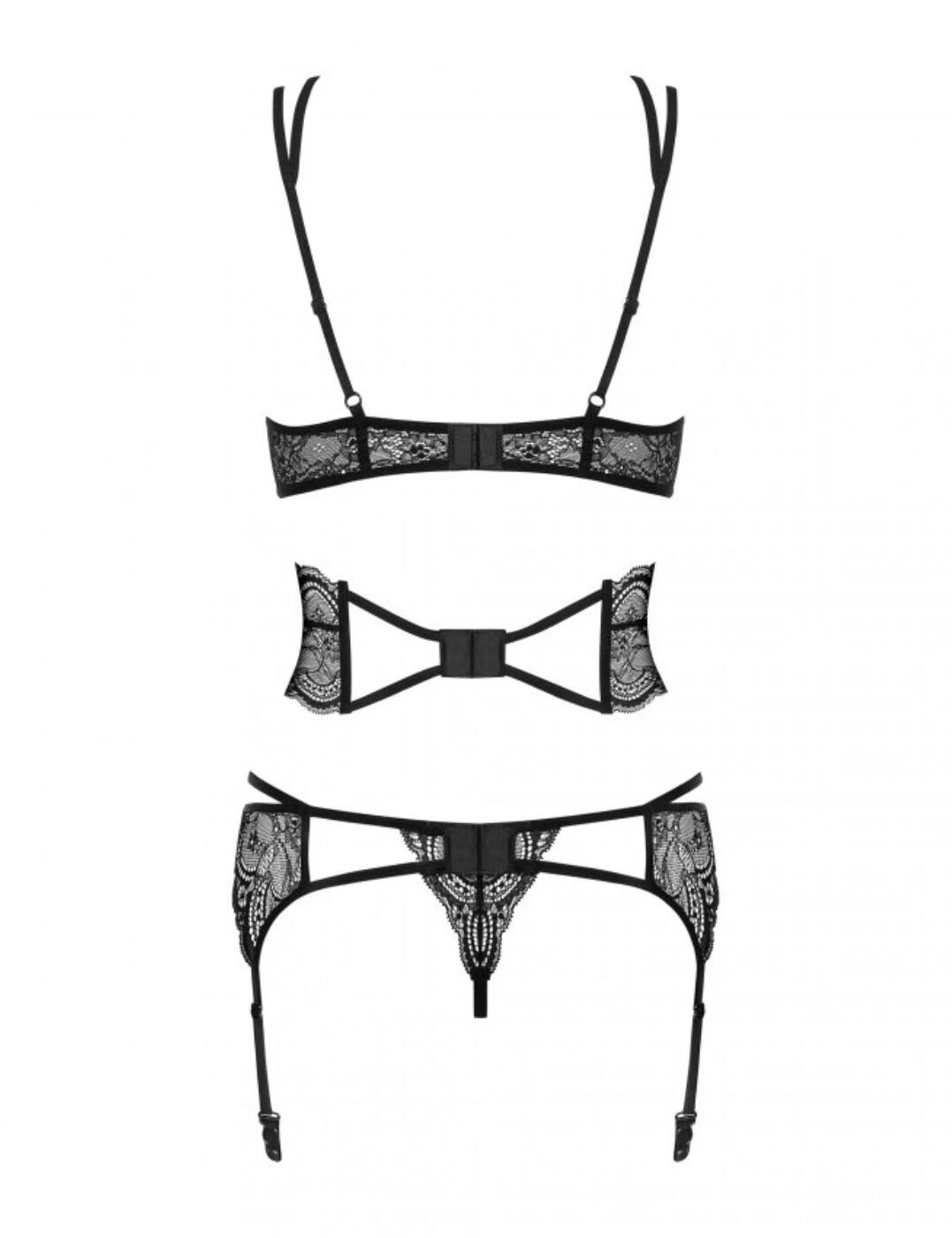 Obsessive Frivolla 4 Piece Lingerie Set - Black - Image 3