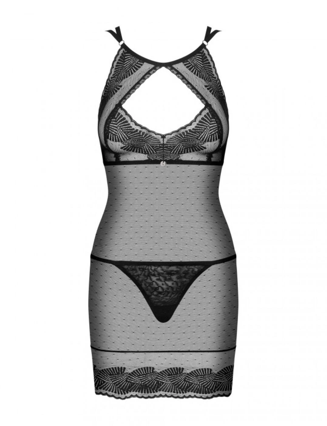 Obsessive Allastia Chemise And Thong Set - Black - Image 2