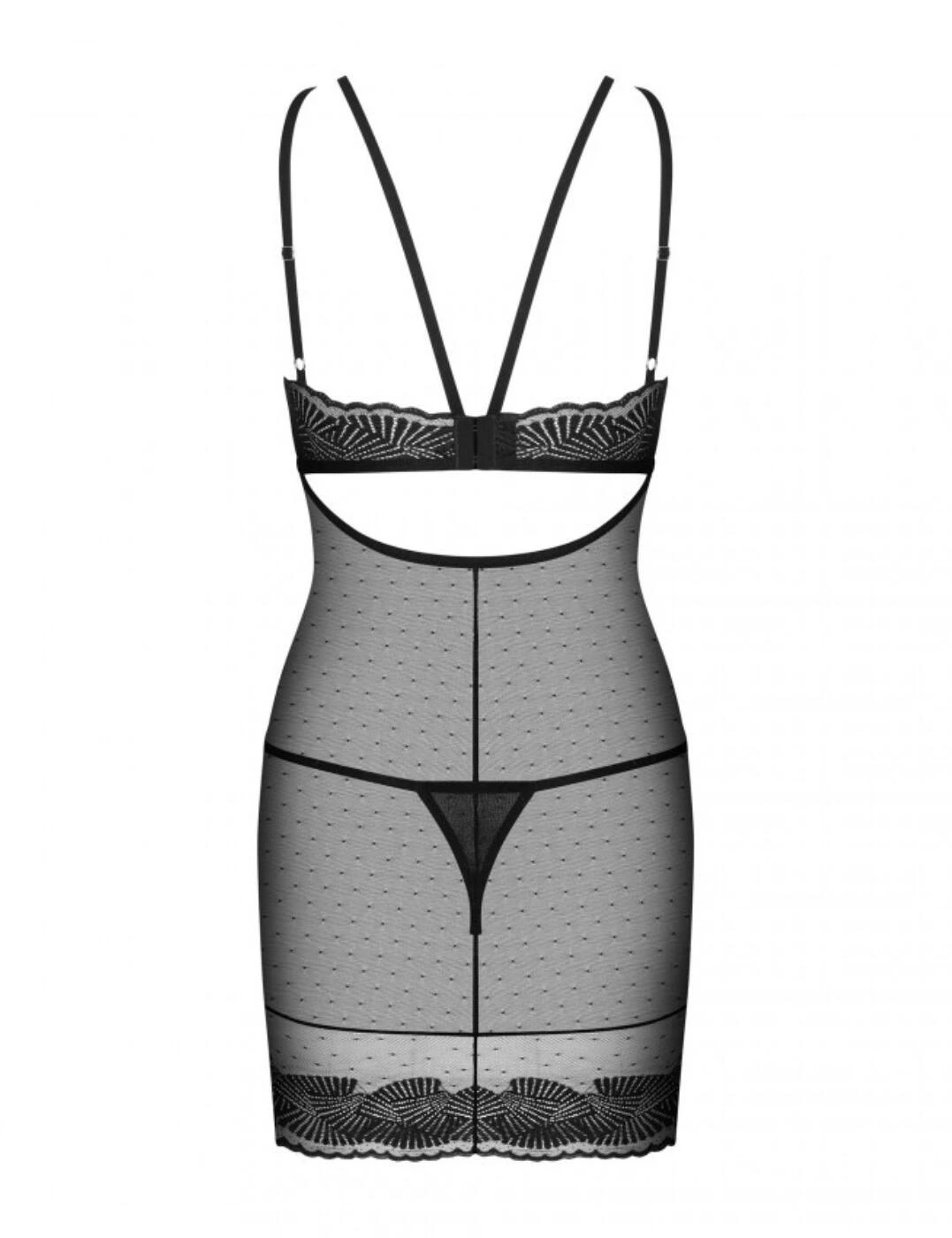 Obsessive Allastia Chemise And Thong Set - Black - Image 3