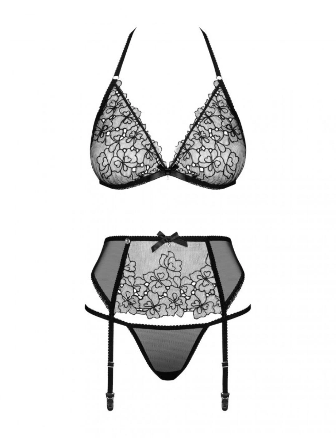 Obsessive Uniquella 3 Piece Lingerie Set - Black - Image 2