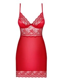 Obsessive Lovica Chemise And Thong Set - Red