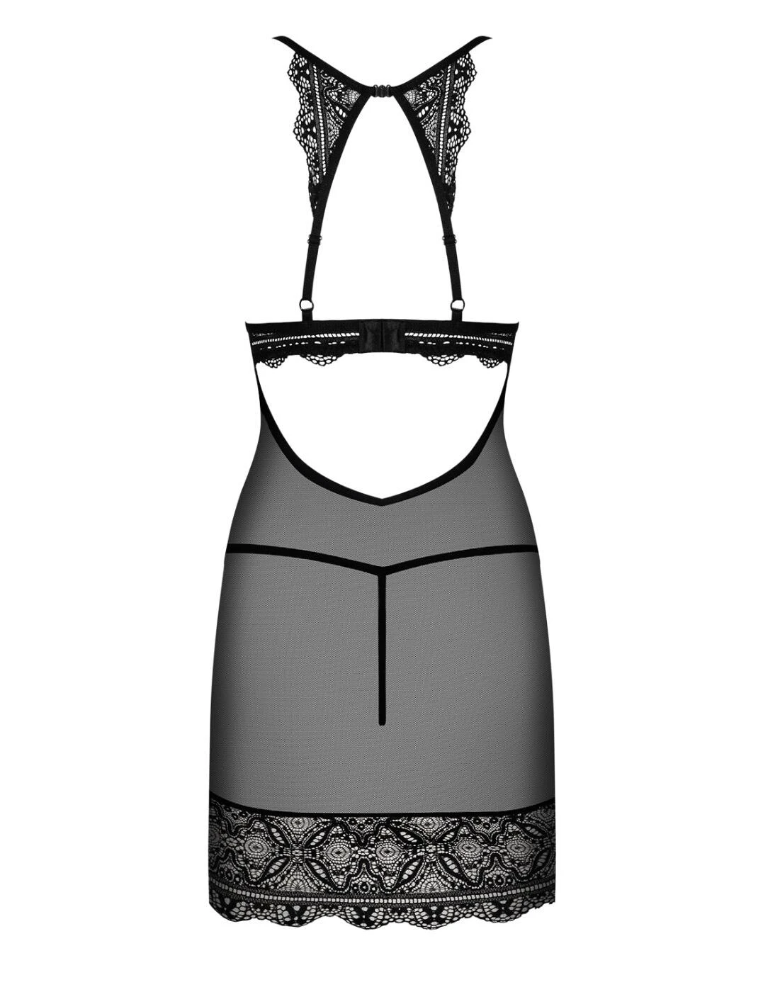 Obsessive Renelia Chemise And Thong - Black - Image 3