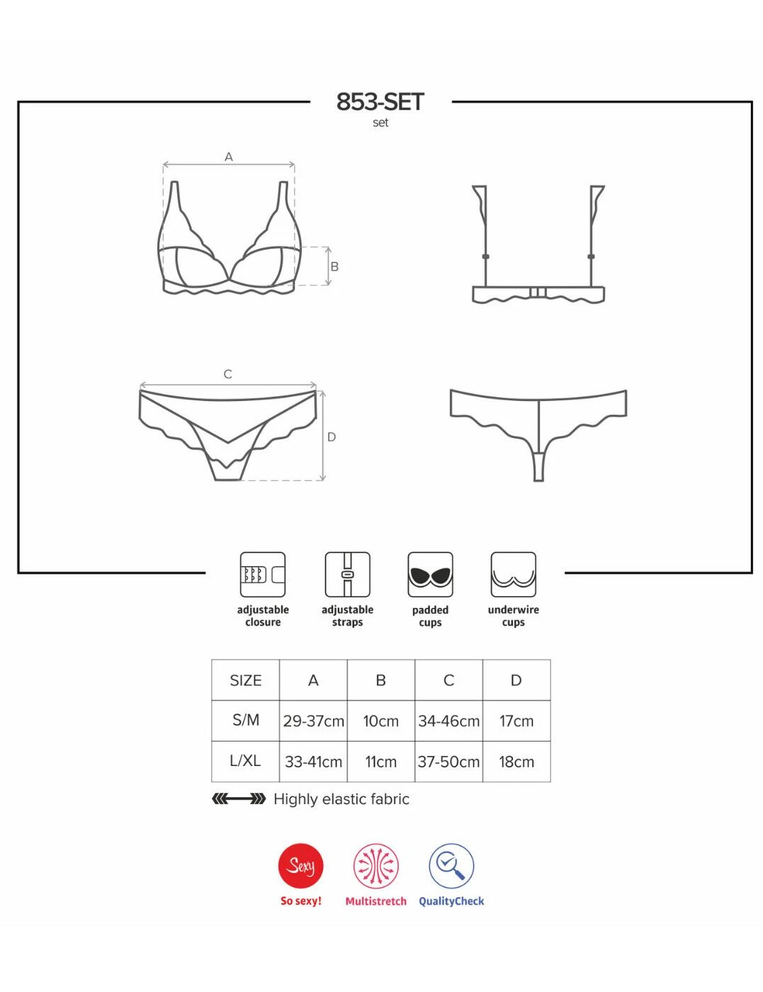 Obsessive 853-SET-3 Bra And Thong Set - 853-SET-3 Red - Image 4