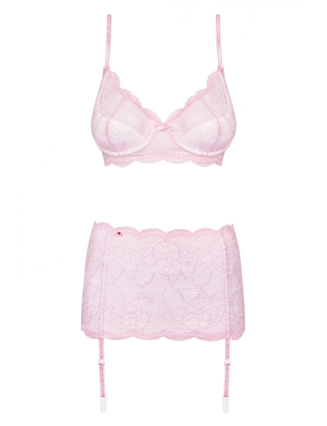Obsessive Girlly Bra Garter Belt And Thong Set - Pink - Image 2