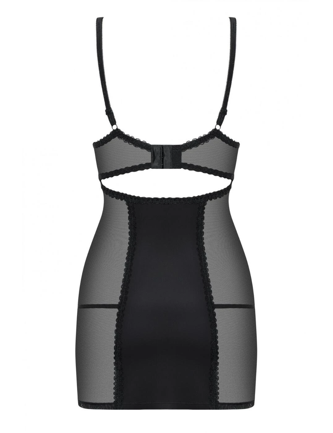 Obsessive Amallie Chemise And Thong Set - Black - Image 3