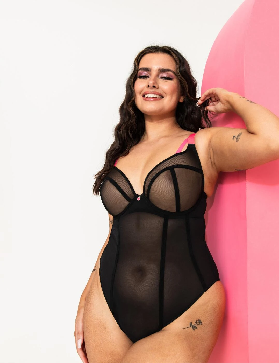 CK056704 Curvy Kate Elementary Plunge Body - CK056704 Black/Pink - Image 4
