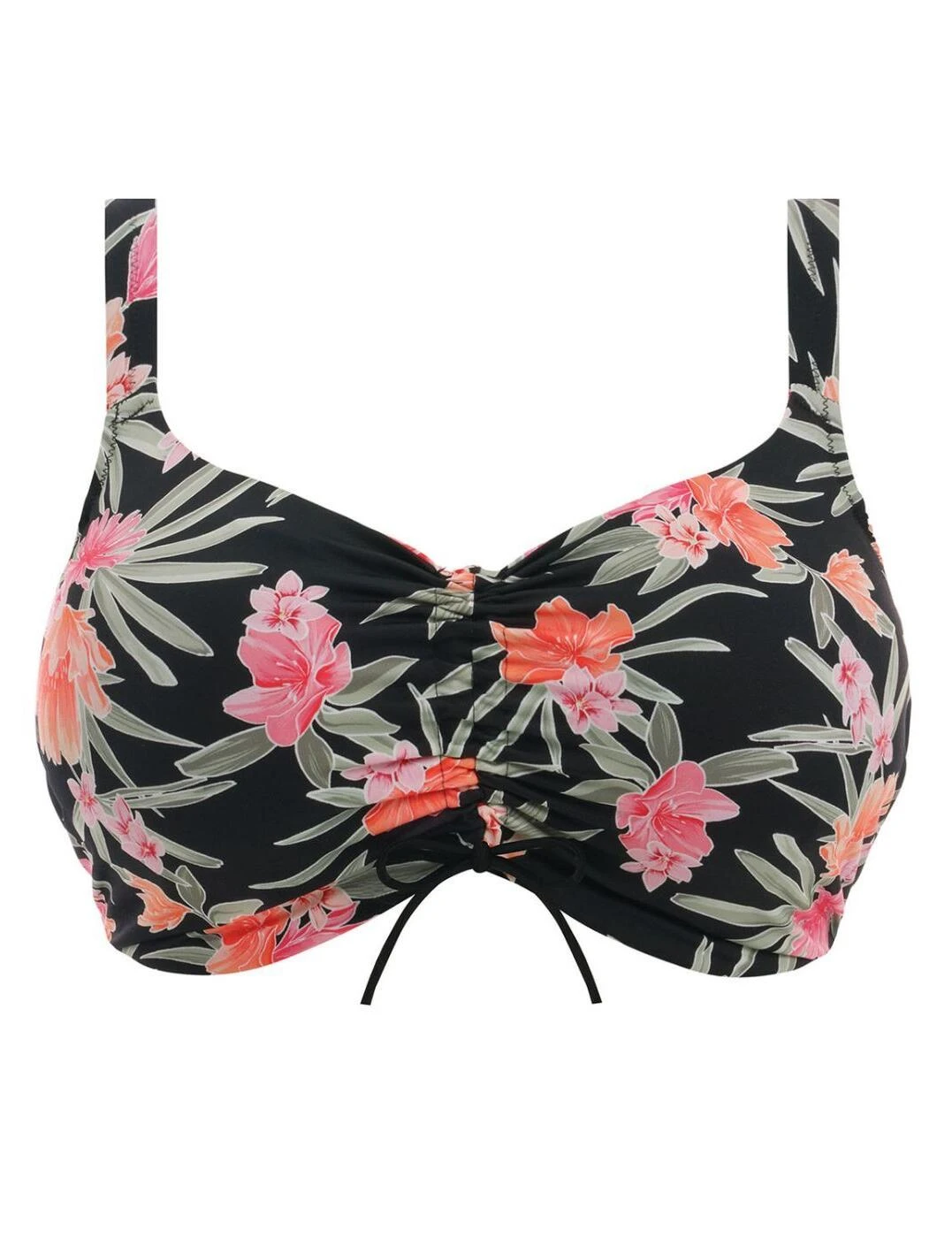 800106 Elomi Dark Tropics Underwired Adjustable Bikini Top - 800106 Black - Image 2