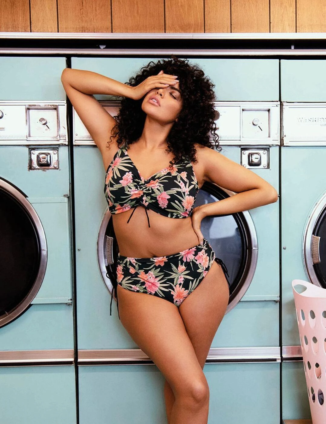 800106 Elomi Dark Tropics Underwired Adjustable Bikini Top - 800106 Black - Image 5