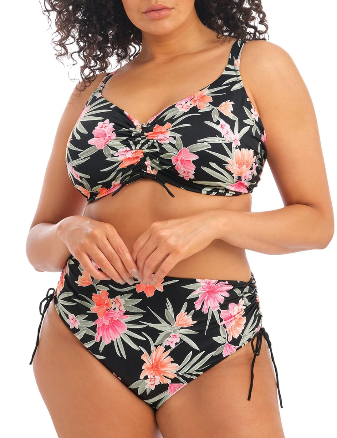 800106 Elomi Dark Tropics Underwired Adjustable Bikini Top - 800106 Black - Image 3