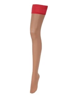 41296 Bluebella Plain Top Plain Leg Hold Ups - 41296 Champagne/Red