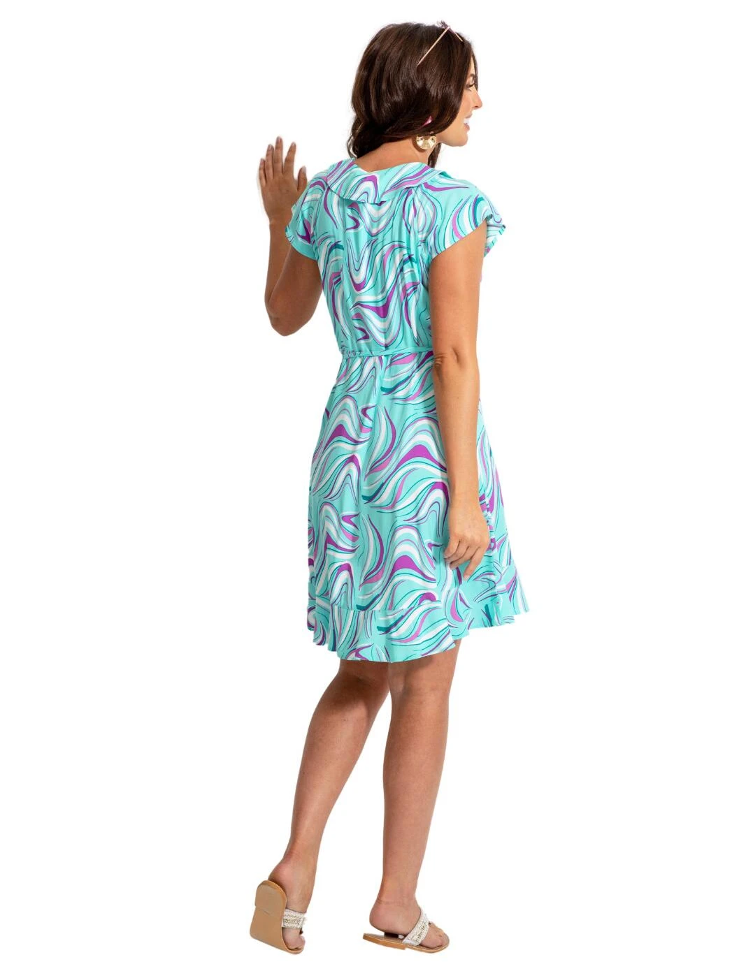 26837 Pour Moi EcoVero Frill Wrap Dress - 26837 Aquaburst - Image 9