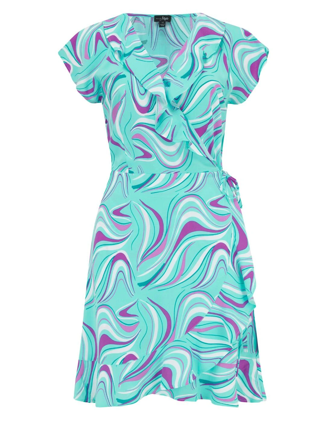 26837 Pour Moi EcoVero Frill Wrap Dress - 26837 Aquaburst - Image 3