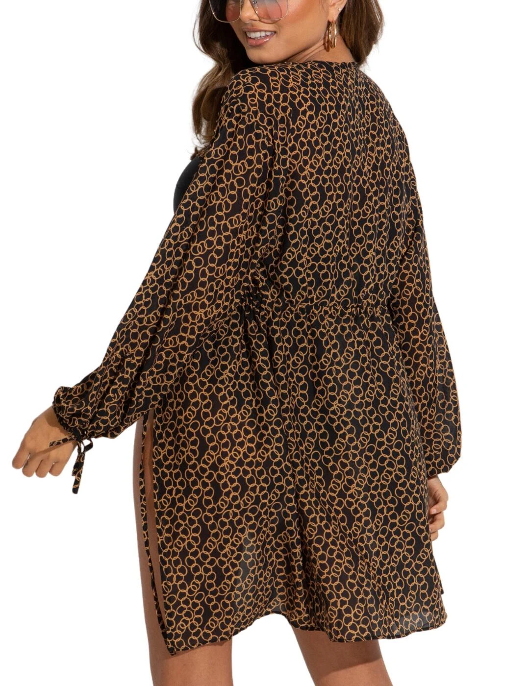 91070 Pour Moi Recycled Chiffon Tie Sleeve Kimono - 91070 Gold Chain - Image 6